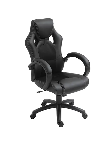 Vinsetto Office Chair Faux Leather Swivel Computer Desk Chair for Home Office with Wheels Armrests Black
