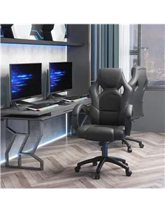 Vinsetto Office Chair Faux Leather Swivel Computer Desk Chair for Home Office with Wheels Armrests Black 2