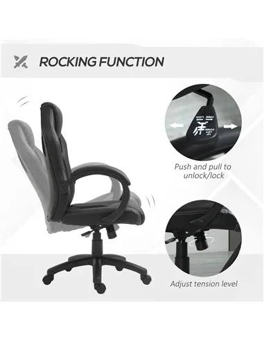 Vinsetto Office Chair Faux Leather Swivel Computer Desk Chair for Home Office with Wheels Armrests Black