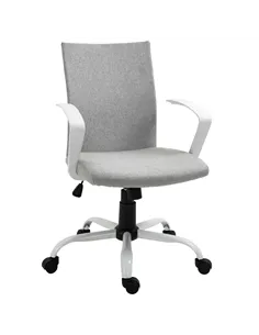 Vinsetto Office Chair Linen Swivel Computer Desk Chair Home Study Task Chair with Wheels, Arm, Adjustable Height, Light Grey