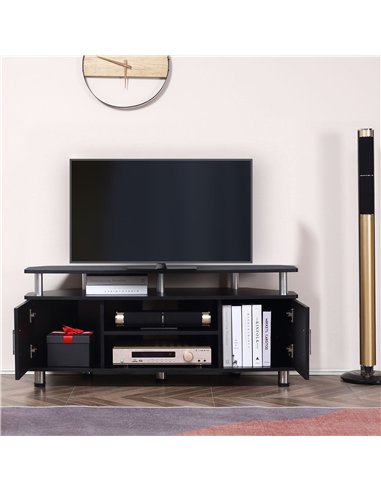 HOMCOM TV Unit Cabinet for TVs up to 55 Inches with Storage Shelves and Cupboard, Entertainment Centre for Living Room, Black
