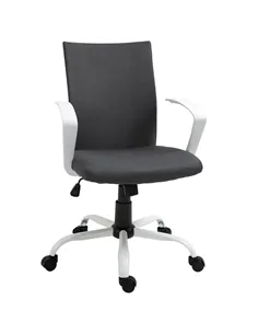 Vinsetto Office Chair Linen Swivel Computer Desk Chair Home Study Task Chair with Wheels, Arm, Adjustable Height, Dark Grey