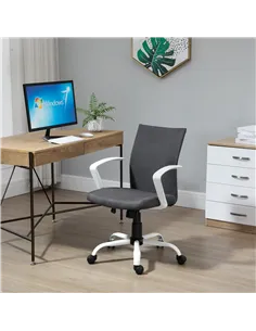 Vinsetto Office Chair Linen Swivel Computer Desk Chair Home Study Task Chair with Wheels, Arm, Adjustable Height, Dark Grey 2