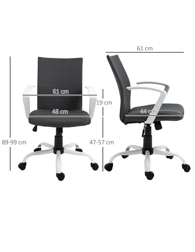 Vinsetto Office Chair Linen Swivel Computer Desk Chair Home Study Task Chair with Wheels, Arm, Adjustable Height, Dark Grey
