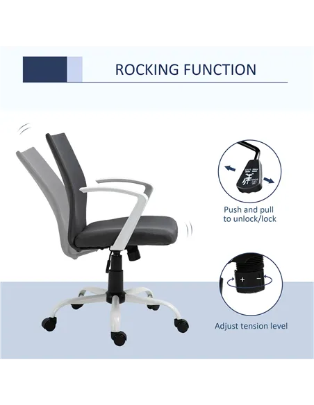 Vinsetto Office Chair Linen Swivel Computer Desk Chair Home Study Task Chair with Wheels, Arm, Adjustable Height, Dark Grey