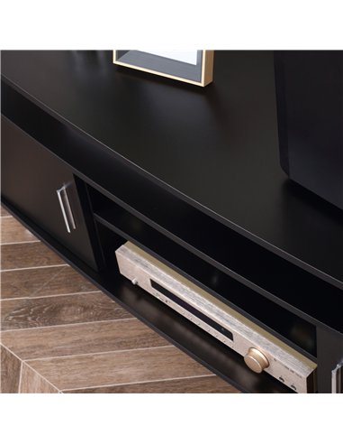 HOMCOM TV Unit Cabinet for TVs up to 55 Inches with Storage Shelves and Cupboard, Entertainment Centre for Living Room, Black