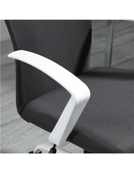Vinsetto Office Chair Linen Swivel Computer Desk Chair Home Study Task Chair with Wheels, Arm, Adjustable Height, Dark Grey