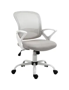 Vinsetto Office Chair Mesh Swivel Desk Chair with Lumbar Back Support Adjustable Height Armrests Grey