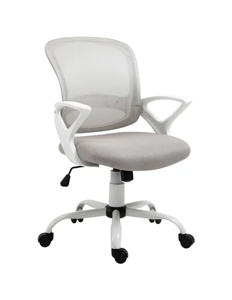 Vinsetto Office Chair Mesh Swivel Desk Chair with Lumbar Back Support Adjustable Height Armrests Grey