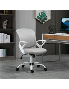Vinsetto Office Chair Mesh Swivel Desk Chair with Lumbar Back Support Adjustable Height Armrests Grey 2
