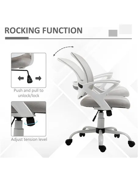 Vinsetto Office Chair Mesh Swivel Desk Chair with Lumbar Back Support Adjustable Height Armrests Grey