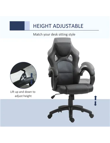 Vinsetto Office Chair Faux Leather Swivel Computer Desk Chair for Home Office with Wheels Armrests Black