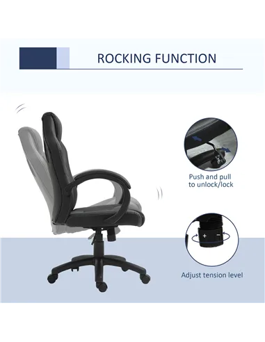 Vinsetto Office Chair Faux Leather Swivel Computer Desk Chair for Home Office with Wheels Armrests Black