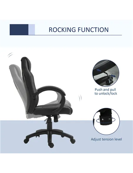 Vinsetto Office Chair Faux Leather Swivel Computer Desk Chair for Home Office with Wheels Armrests Black