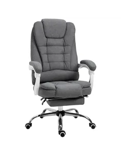 Vinsetto Office Chair, Computer Desk Chair, Linen Fabric Swivel Rolling Task Chair with Large Soft Padded Cushion, 135° Reclinin
