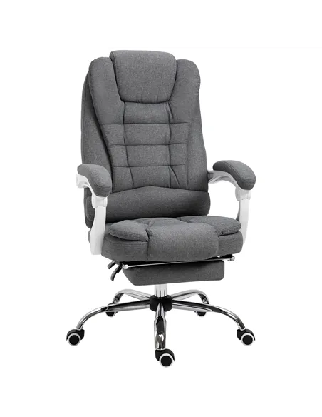 Vinsetto Office Chair, Computer Desk Chair, Linen Fabric Swivel Rolling Task Chair with Large Soft Padded Cushion, 135° Reclinin