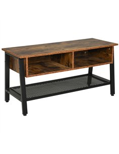 HOMCOM TV Stand Cabinet, Industrial TV Unit for TVs up to 45", 100cm TV Cabinet with 2 Open Compartments and Mesh Bottom Shelf f