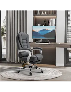 Vinsetto Office Chair, Computer Desk Chair, Linen Fabric Swivel Rolling Task Chair with Large Soft Padded Cushion, 135° Reclinin 2