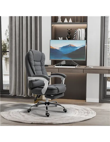 Vinsetto Office Chair, Computer Desk Chair, Linen Fabric Swivel Rolling Task Chair with Large Soft Padded Cushion, 135° Reclinin