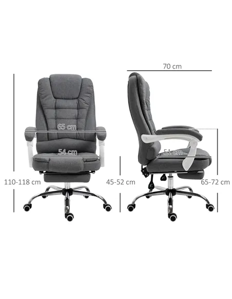 Vinsetto Office Chair, Computer Desk Chair, Linen Fabric Swivel Rolling Task Chair with Large Soft Padded Cushion, 135° Reclinin