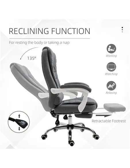 Vinsetto Office Chair, Computer Desk Chair, Linen Fabric Swivel Rolling Task Chair with Large Soft Padded Cushion, 135° Reclinin