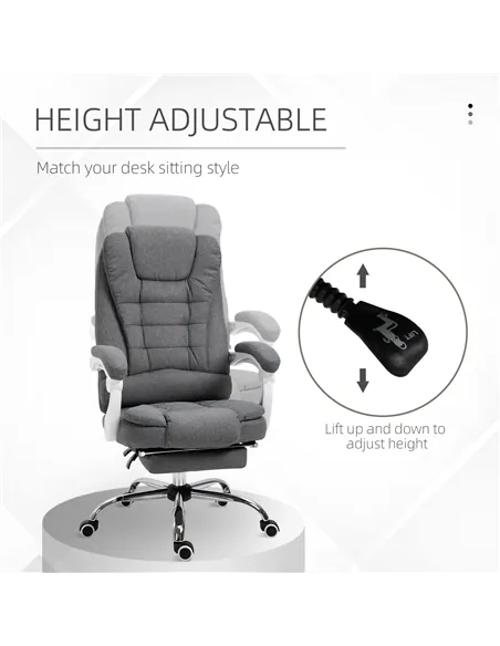 Vinsetto Office Chair, Computer Desk Chair, Linen Fabric Swivel Rolling Task Chair with Large Soft Padded Cushion, 135° Reclinin