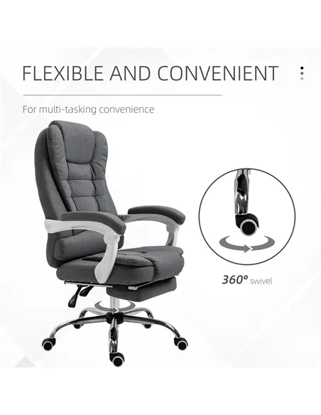 Vinsetto Office Chair, Computer Desk Chair, Linen Fabric Swivel Rolling Task Chair with Large Soft Padded Cushion, 135° Reclinin