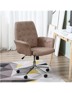 Vinsetto Office Desk Chair, Microfibre Vanity Chair with Height Adjustable, Armrest, Swivel Chair for Home, Coffee 2
