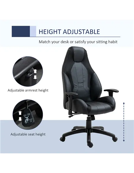 Vinsetto Racing Gaming Chair, Mesh & Faux Leather Computer Chair with High Back, Swivel Wheels, Adjustable Height and Armrest, B