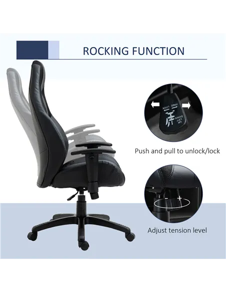 Vinsetto Racing Gaming Chair, Mesh & Faux Leather Computer Chair with High Back, Swivel Wheels, Adjustable Height and Armrest, B