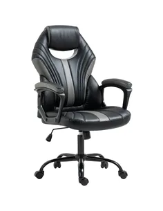 Vinsetto Computer Gaming Chair, Desk Chair with Breathable PU Leather Back and Seat, Soft Padded Armrests and Rolling Wheels for