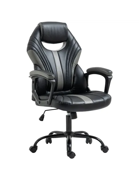 Vinsetto Computer Gaming Chair, Desk Chair with Breathable PU Leather Back and Seat, Soft Padded Armrests and Rolling Wheels for