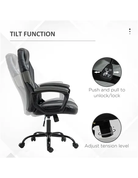 Vinsetto Computer Gaming Chair, Desk Chair with Breathable PU Leather Back and Seat, Soft Padded Armrests and Rolling Wheels for