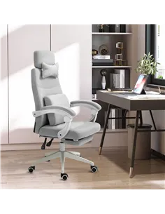 Vinsetto Office Chair, Ergonomic Desk Chair, High Back Fabric Work Chair with 160° Reclining Backrest, Retractable Footrest, Nec 2