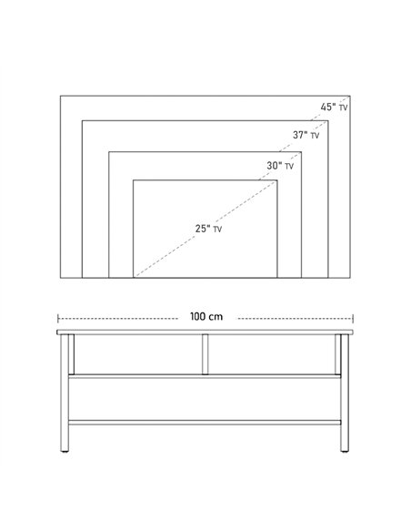 HOMCOM TV Stand Cabinet, Industrial TV Unit for TVs up to 45", 100cm TV Cabinet with 2 Open Compartments and Mesh Bottom Shelf f