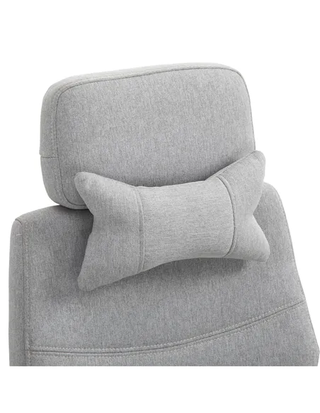 Vinsetto Office Chair, Ergonomic Desk Chair, High Back Fabric Work Chair with 160° Reclining Backrest, Retractable Footrest, Nec