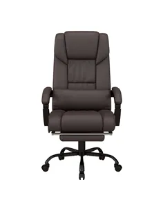 Vinsetto 6-Point Massage Office Chair, PU Leather Desk Chair with Adjustable Height and Footrest for Home Office, Brown