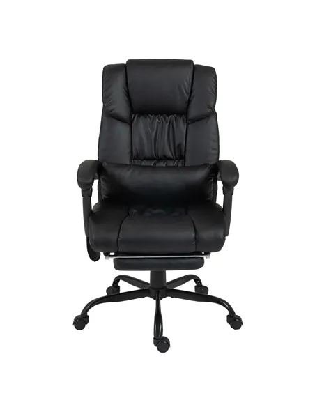 Vinsetto 6-Point Massage Office Chair, PU Leather Desk Chair with Adjustable Height and Footrest for Home Office, Black