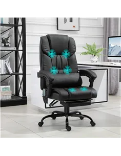 Vinsetto 6-Point Massage Office Chair, PU Leather Desk Chair with Adjustable Height and Footrest for Home Office, Black 2