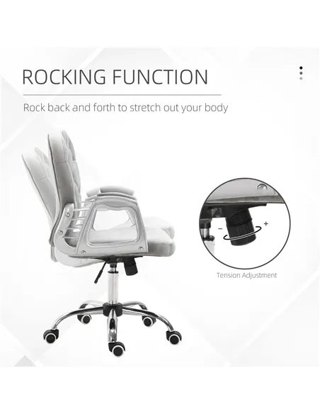Vinsetto Office Chair, Swivel Desk Chair, Velvet Vanity Chair with Adjustable Height and Rolling Wheels for Home Work Study, Gre