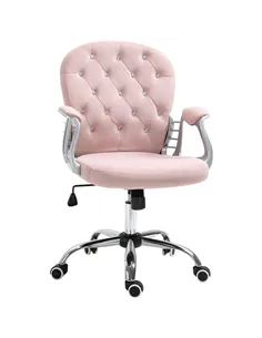 Vinsetto Office Chair, Swivel Desk Chair, Velvet Vanity Chair with Adjustable Height and Rolling Wheels for Home Work Study, Pin