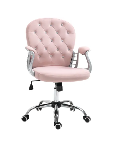 Vinsetto Office Chair, Swivel Desk Chair, Velvet Vanity Chair with Adjustable Height and Rolling Wheels for Home Work Study, Pin