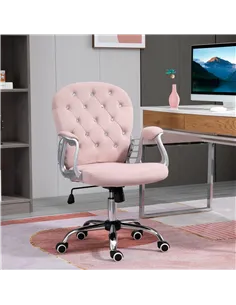Vinsetto Office Chair, Swivel Desk Chair, Velvet Vanity Chair with Adjustable Height and Rolling Wheels for Home Work Study, Pin 2