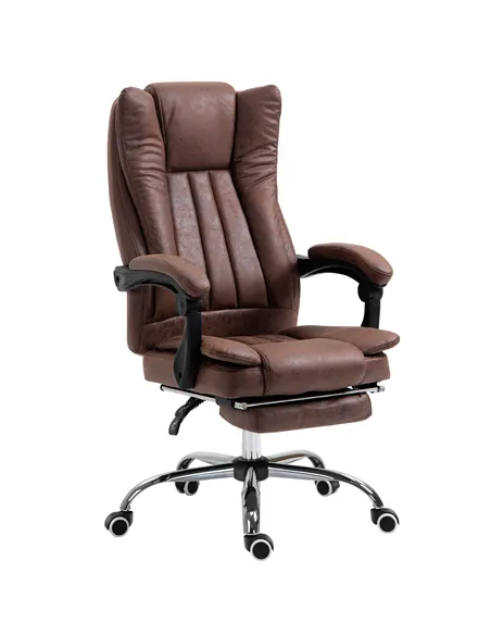 Vinsetto Home Office Chair Microfibre Desk Chair with Reclining Function Armrests Swivel Wheels Footrest Brown