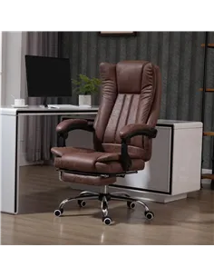 Vinsetto Home Office Chair Microfibre Desk Chair with Reclining Function Armrests Swivel Wheels Footrest Brown 2