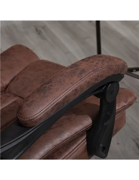 Vinsetto Home Office Chair Microfibre Desk Chair with Reclining Function Armrests Swivel Wheels Footrest Brown