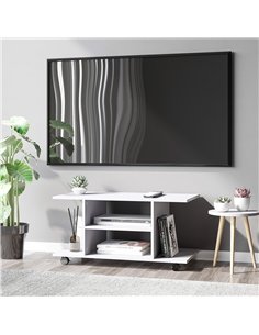 HOMCOM Modern TV Cabinet Stand Storage Shelves Table Mobile Bedroom Furniture Bookshelf Bookcase White 2