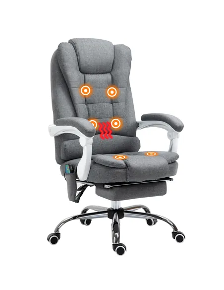 Vinsetto Heated 6 Points Vibration Massage Executive Office Chair Adjustable Swivel Ergonomic High Back Desk Chair Recliner with