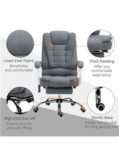 Vinsetto Heated 6 Points Vibration Massage Executive Office Chair Adjustable Swivel Ergonomic High Back Desk Chair Recliner with