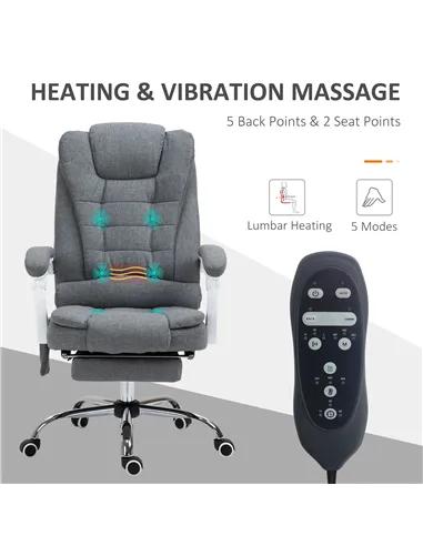 Vinsetto Heated 6 Points Vibration Massage Executive Office Chair Adjustable Swivel Ergonomic High Back Desk Chair Recliner with